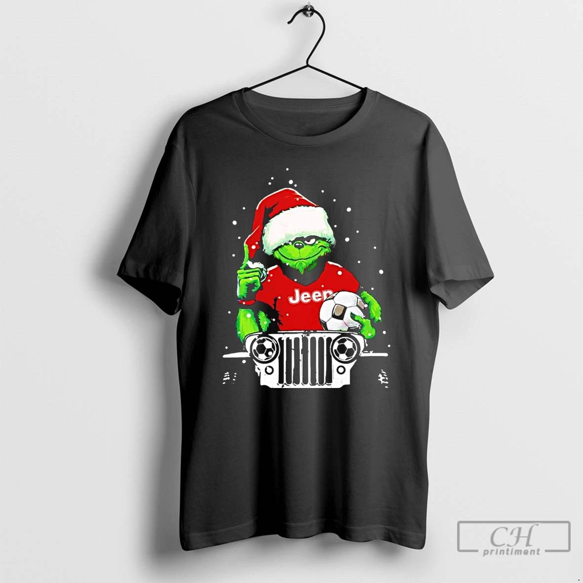 Premium Grinch Santa Soccer Player Christmas T Shirts