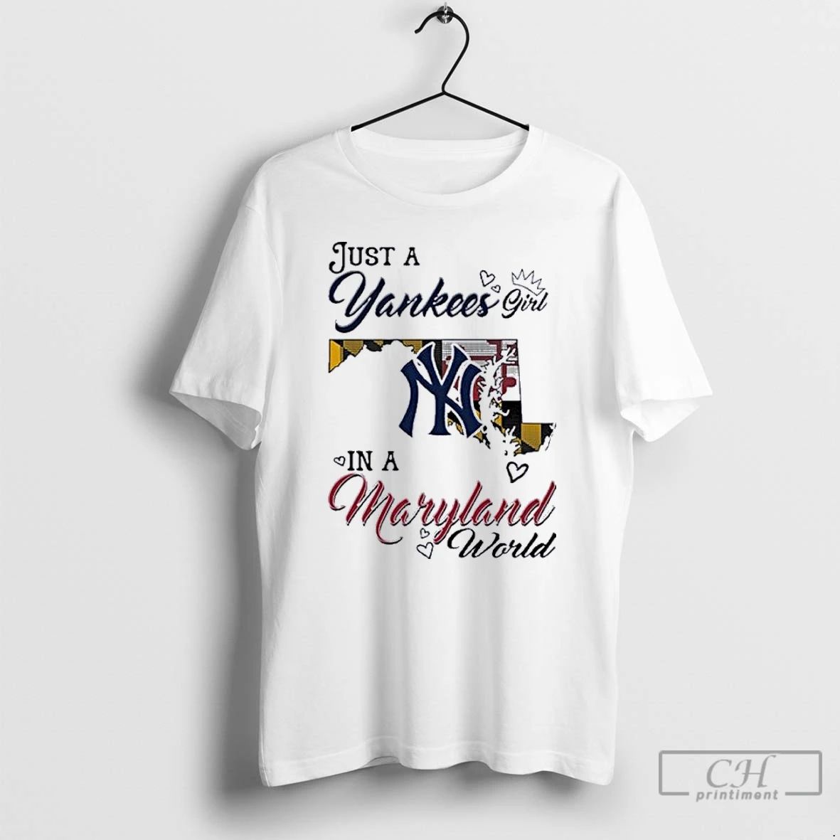 Classic Just A New York Yankees Girl In A Maryland World T Shirts
