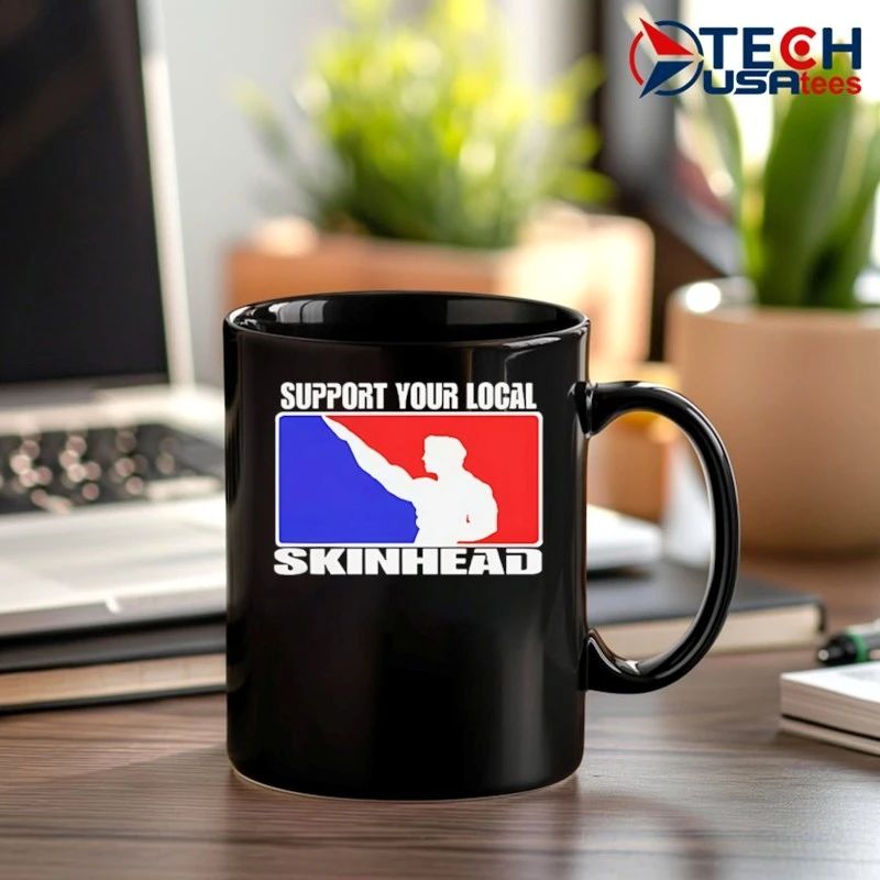 Support your local skinhead logo parody shirt