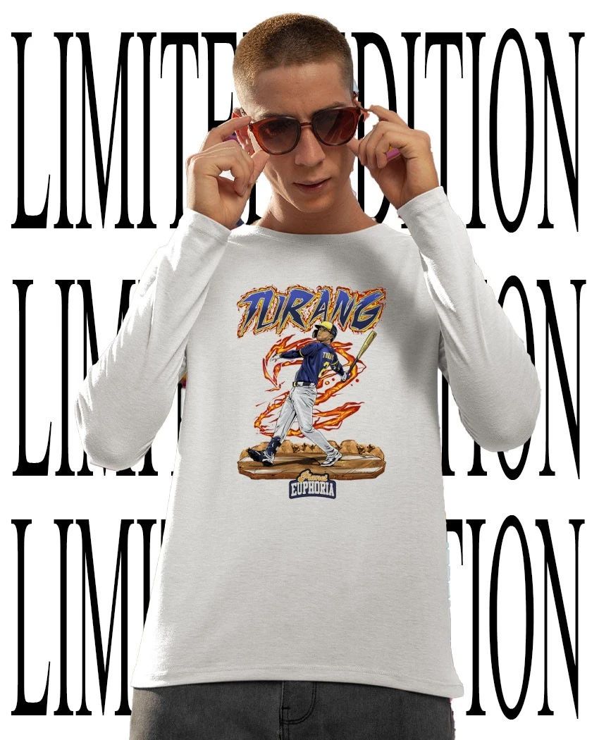 MLB Brice Turang 7 Milwaukee Brewers Baseball flame swing graphic tee