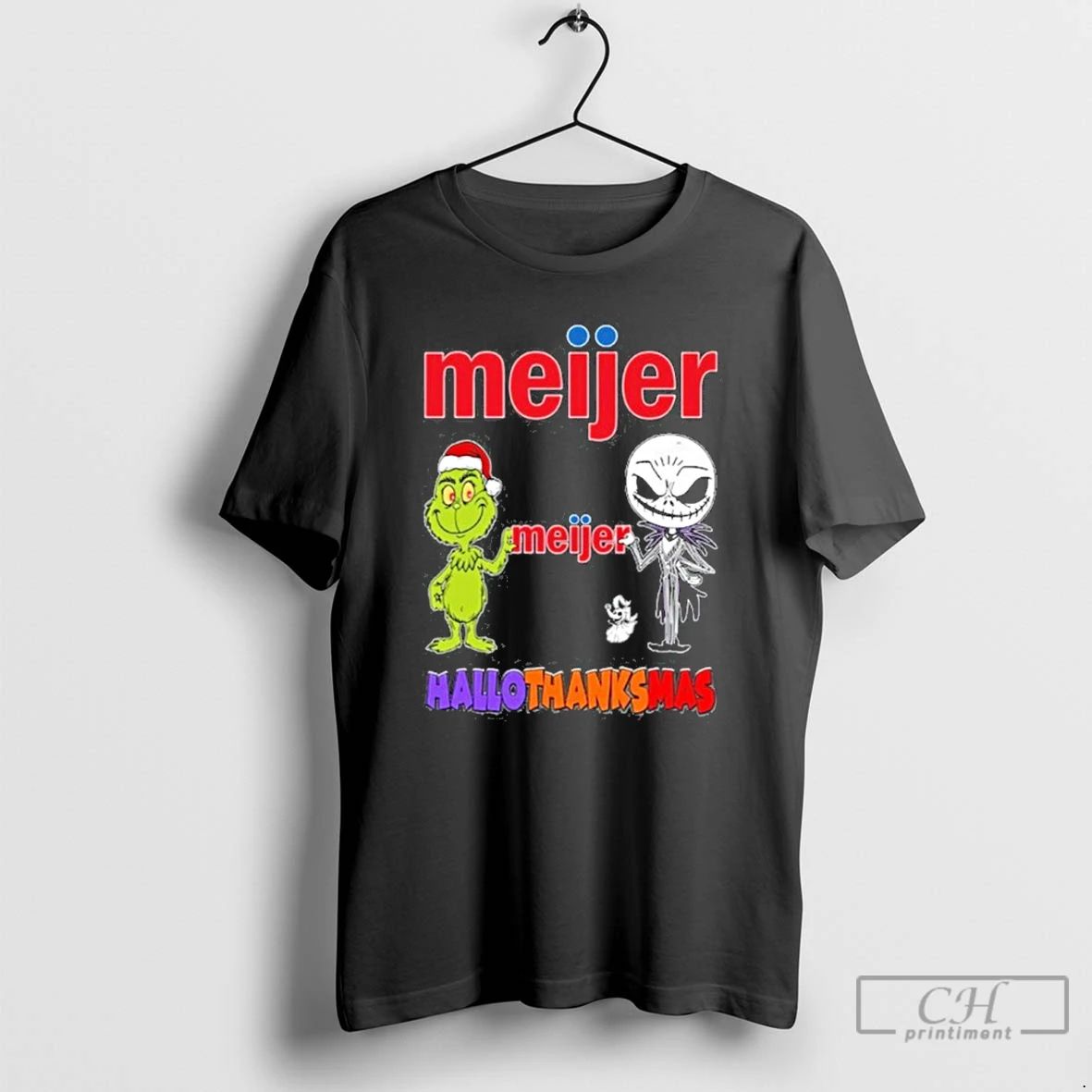 Classic Meijer Santa Grinch X Jack Friends Fist Bump Hallothanksmas T Shirts
