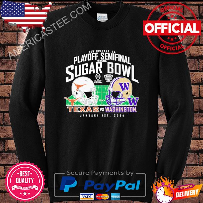 Washington Huskies vs. Texas Longhorns Blue 84 College Football Playoff 2024 Sugar Bowl Matchup T-Shirt