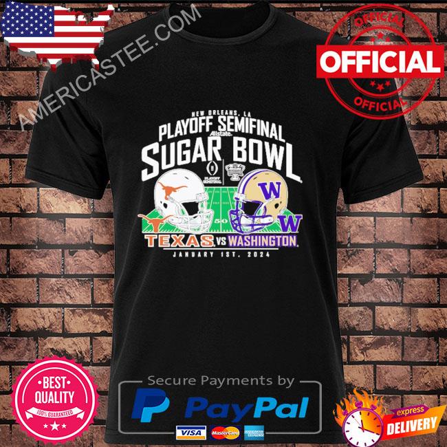 Washington Huskies vs. Texas Longhorns Blue 84 College Football Playoff 2024 Sugar Bowl Matchup T-Shirt