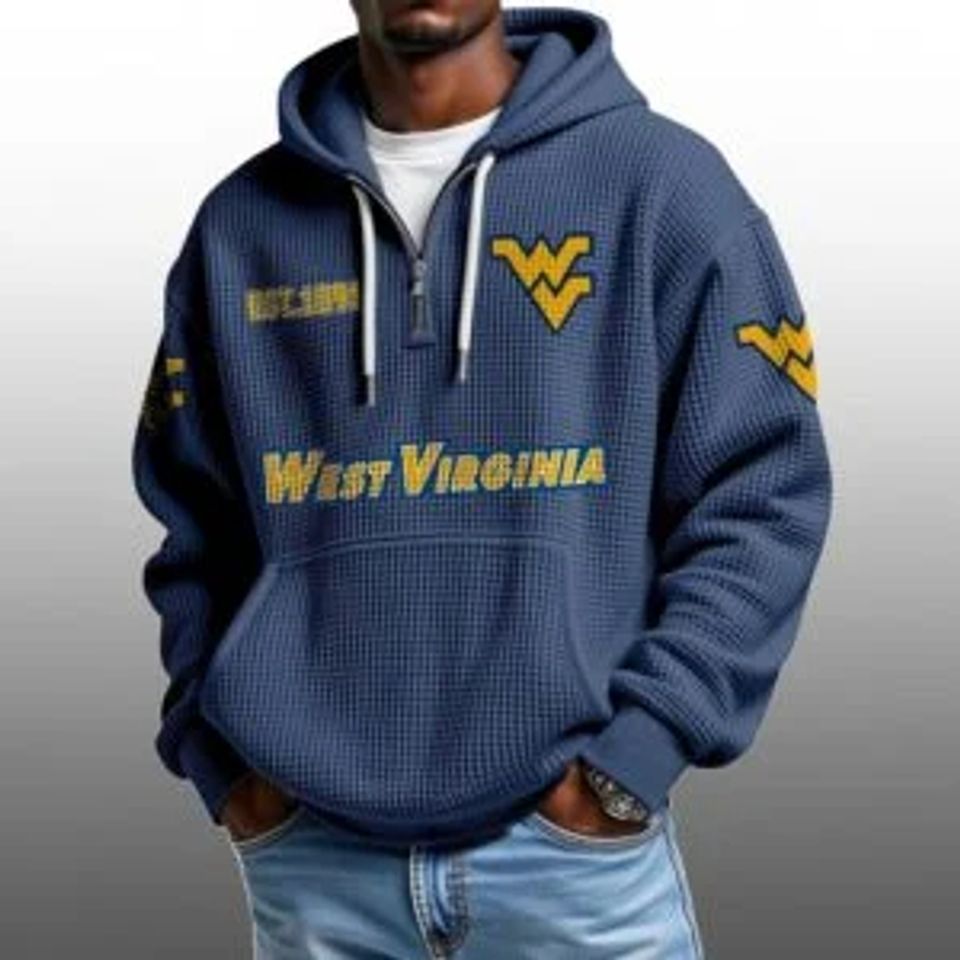 West Virginia EST 1891 Half Quarter Zip Waffle Hoodies