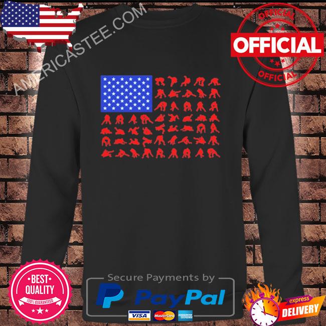 Wrestling Wrestlers American Flag Skill Collage Shirt