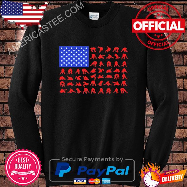 Wrestling Wrestlers American Flag Skill Collage Shirt