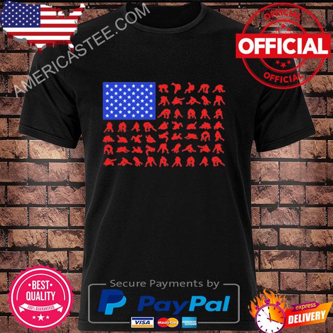 Wrestling Wrestlers American Flag Skill Collage Shirt