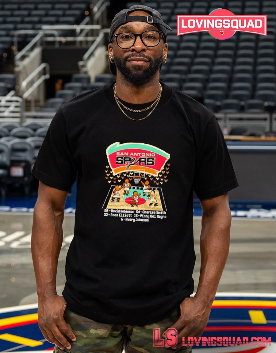 San Antonio Spurs David Robinson Charles Smith Sean Elliott Vinny Del Negro Avery Johnson Shirt